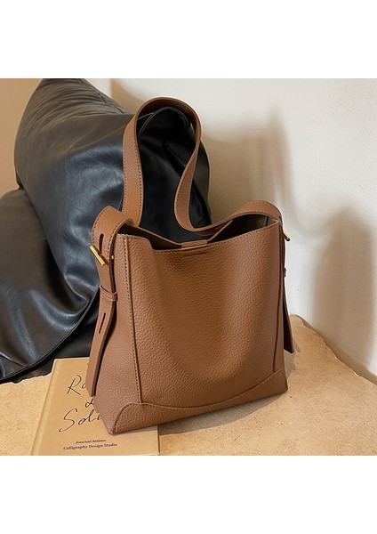 Küçük Kadın Retro Omuz Crossbody Kadın Doku Kova Çanta (Yurt Dışından)