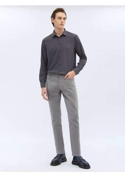 Antrasit Düz Regular Fit Dokuma Casual Gömlek fiyatları