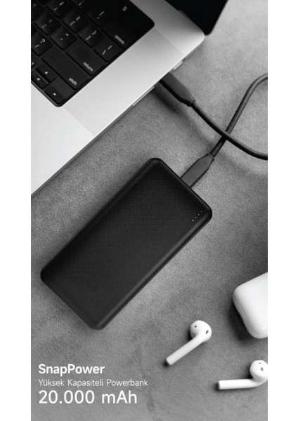 20.000 Mah Powerbank 2 USB Çıkışlı 1 Type-C Girişli