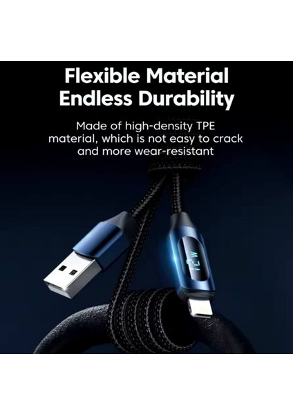 12 W USB Iphone Dijital Ekran Hızlı Şarj Kablosu 1 Metre