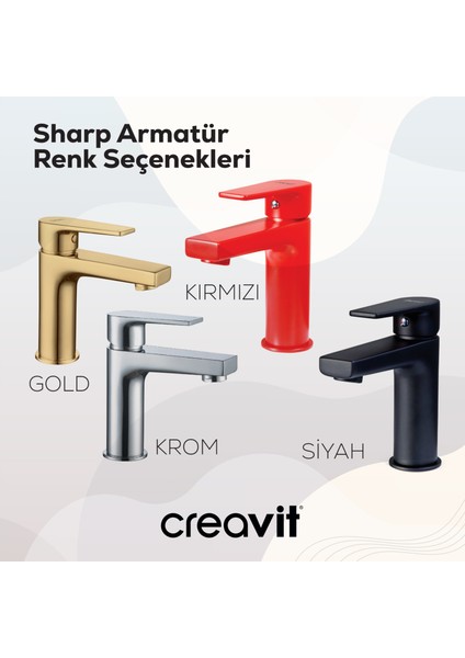 Sharp Lavabo Armatürü Altın