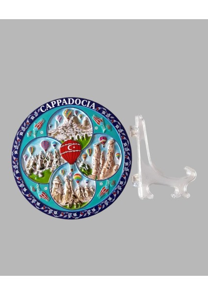 Dekoratif Kabartma Kapadokya ve Çini Desenli 15 cm Duvar Tabağı