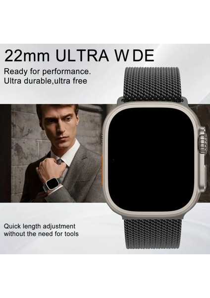 Apple Watch Ultra Uyumlu 49 mm Kalın Örgü Milano Loop Metal Kordon