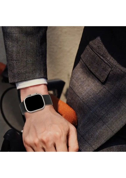 Apple Watch Ultra Uyumlu 49 mm Kalın Örgü Milano Loop Metal Kordon