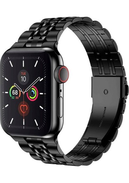 Apple Watch Uyumlu 44/45/46/49 mm Beads Loop Siyah Çelik Kordon