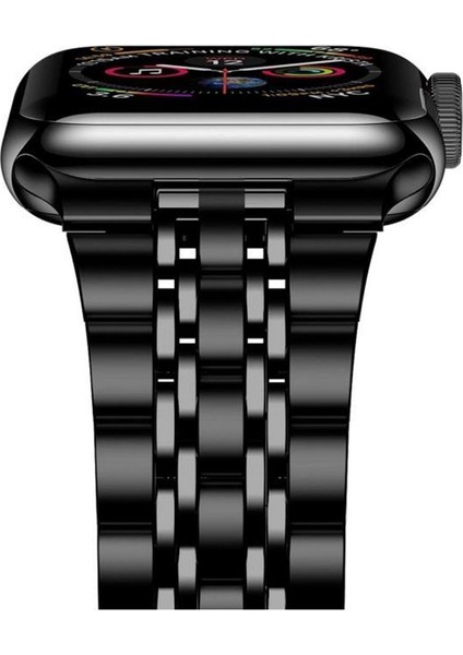 Apple Watch Uyumlu 44/45/46/49 mm Beads Loop Siyah Çelik Kordon