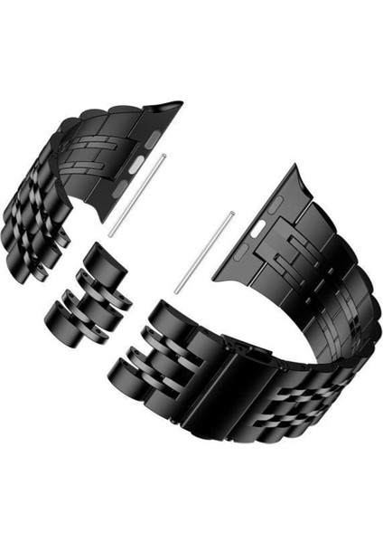 Apple Watch Uyumlu 44/45/46/49 mm Beads Loop Siyah Çelik Kordon