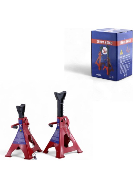 2'li Sehpa Kriko 3 Ton Oto Araç Araba Kaldırma Sabitleme Kollu Seti Sehpa Tip Kiriko 3 Ton 1 Çift modelleri