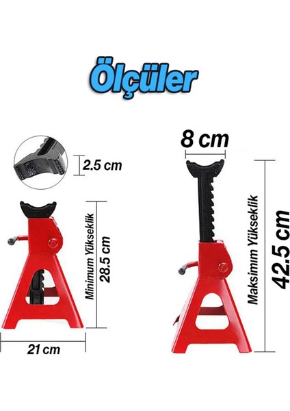 2'li Sehpa Kriko 3 Ton Oto Araç Araba Kaldırma Sabitleme Kollu Seti Sehpa Tip Kiriko 3 Ton 1 Çift indirimleri