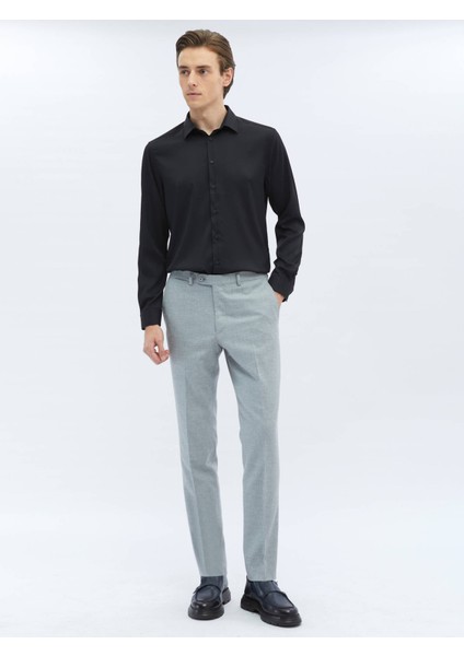 Siyah Düz Regular Fit Dokuma Casual Gömlek