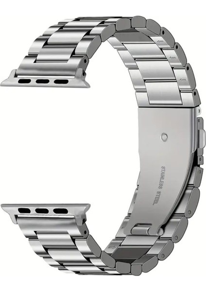 Apple Watch Uyumlu 44/45/46/49 mm Üç Baklalı Gerçek Çelik
