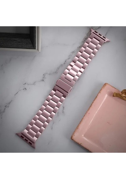 Apple Watch Uyumlu 44/45/46/49 mm Üç Baklalı Gerçek Çelik