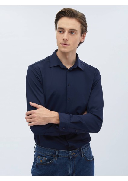 Lacivert Düz Regular Fit Casual Gömlek fırsatları