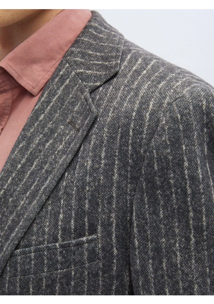 Kahverengi Çizgili Comfort Fit Örme Ceket