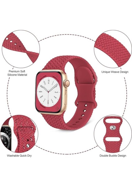 Apple Watch Kordon Band ile Uyumlu Silikon Örgülü Bantlar 38MM 40MM 41MM 42MM 44MM 45MM 49MM modelleri
