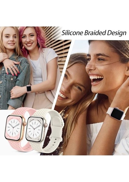 Apple Watch Kordon Band ile Uyumlu Silikon Örgülü Bantlar 38MM 40MM 41MM 42MM 44MM 45MM 49MM indirimleri