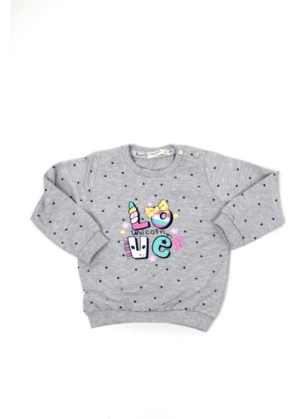 Kız Bebek Boyun Düğmeli Sweat