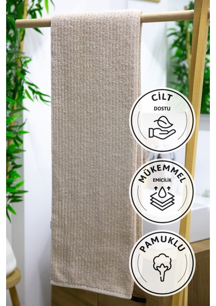 Line Luxury Pamuklu Banyo Havlusu 100X150 - Bej