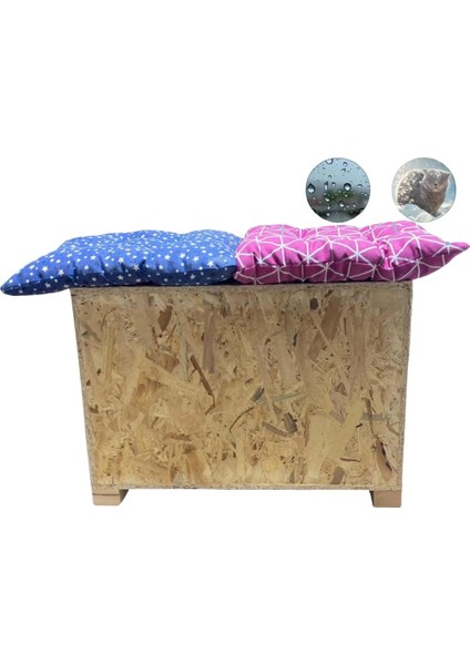 Kedi Evi Dış Ortam Uygun Ahşap Kedi Evi Double Osb Minderli 61x41x36 cm fiyatları