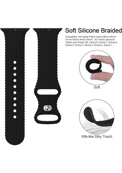 Apple Watch Kordon Band ile Uyumlu Silikon Örgülü Bantlar 38MM 40MM 41MM 42MM 44MM 45MM 49MM modelleri