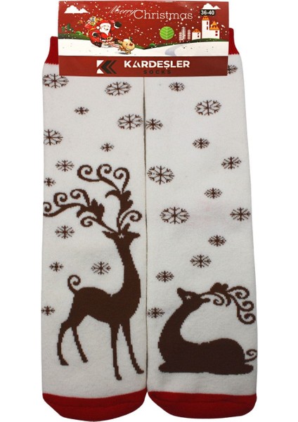 Yılbaşı Noel Christmas Renkli Desenli Soket Havlu Çorap
