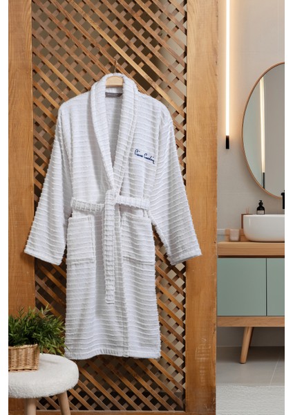 Soft Bornoz Wave Beyaz