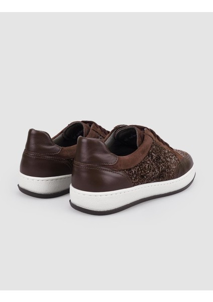 %100 Hakiki Deri Kahverengi Bağcıklı Kadın Sneaker modelleri