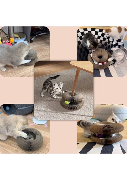 Kedi Tırmalama Tahtası Çıngıraklı Oluklu Kağıt nmaya Dayanıklı Sıkıntı Giderici Kedi Oyuncak