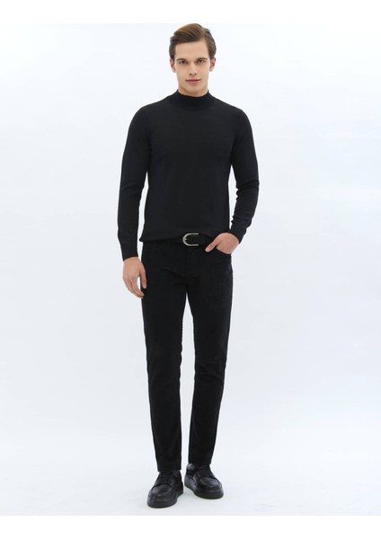 Siyah Yarım Balıkçı Yaka Düz Örgü Yün Karışımlı Triko Kazak fiyatları