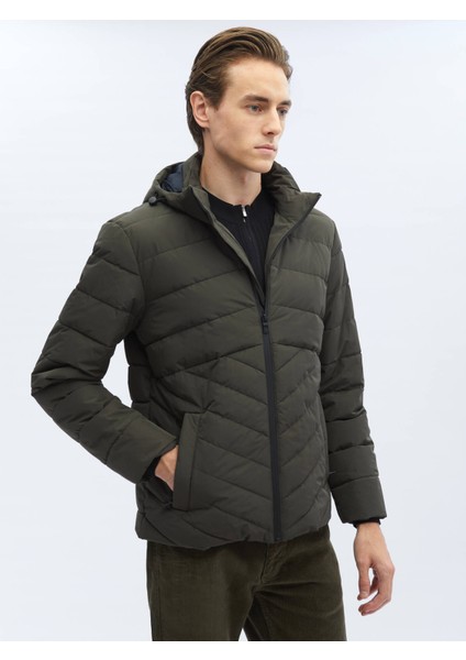 Haki Regular Fit Kapüşonlu Casual Dokuma Mont modelleri