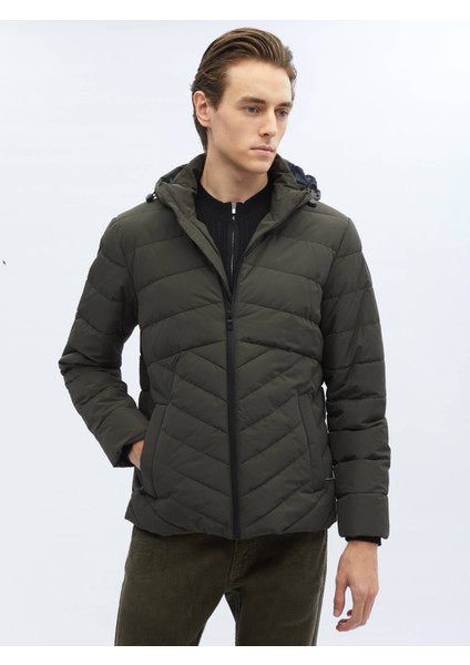 Haki Regular Fit Kapüşonlu Casual Dokuma Mont fırsatları