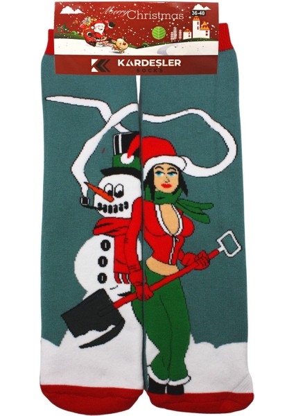Yılbaşı Noel Christmas Renkli Desenli Soket Havlu Çorap