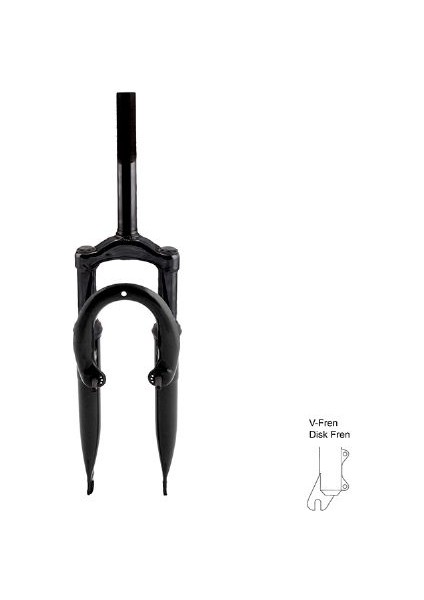 Amortisörlü Maşa - 24, 25.4, V Fren ve Disk Fren uyumlu Çelik, Siyah