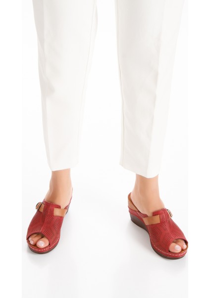 Iç Dış Deri Dolgu Topuk 7.5 cm Kadın Terlik