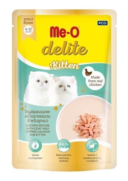 Me-O Delite Pouch Kitten Tavuklu Somonlu ve Keçi Sütlü Yavru Kedi Maması 70 gr 12'li fiyatları