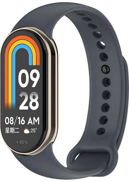 Xiaomi Mi Band 8 Serisi Klasik Kordon Silikon Strap Kayış-Gri