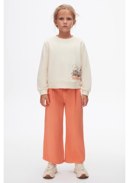 Yüksek Bel Bol Paça Wide Leg Rahat Kız Çocuk Pantolon