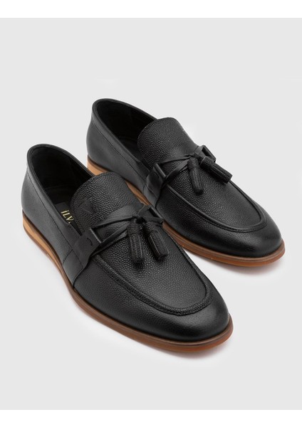Dino Hakiki Baskılı Deri Erkek Siyah Loafer Ayakkabı fiyatları