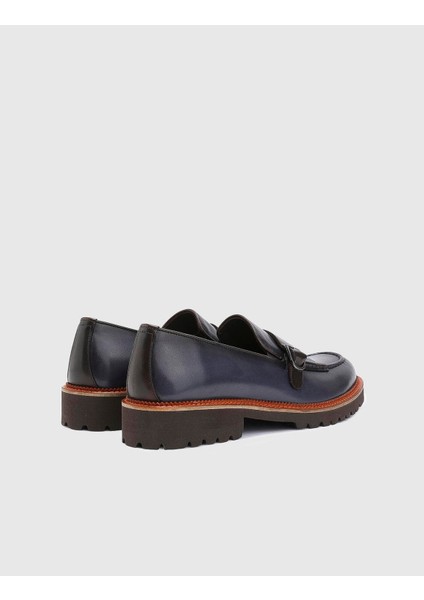 Nello Hakiki Deri Erkek Lacivert Loafer Ayakkabı indirimleri