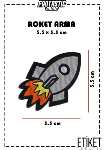 10'lu Paket Ütü ile Yapışan Dokuma Arma Patch Yama Roket 🚀 Modeli