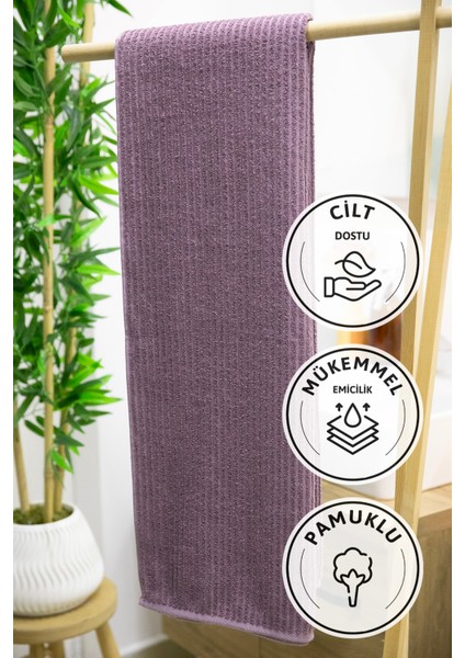 Line Luxury Pamuklu Banyo Havlusu 100X150 - Mürdüm