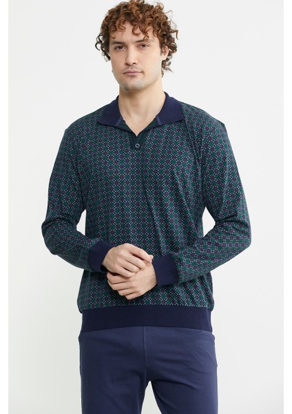 Rahat Kalıp Desenli Pijama Takım - Yeşil fiyatları