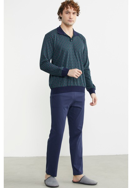 Rahat Kalıp Desenli Pijama Takım - Yeşil modelleri