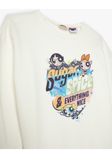 Sweat Powerpuff Girls Baskılı Lisanslı Uzun Kollu Bisiklet Yaka Şardonlu modelleri