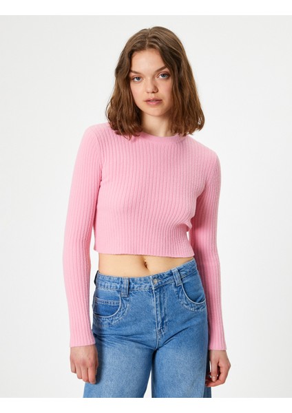 Bisiklet Yaka Crop Triko Kazak Slim Fit modelleri