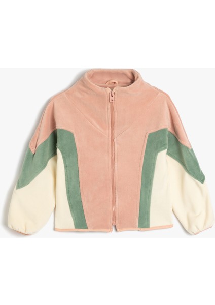 Polar Sweatshirt Dik Yaka Yarım Fermuarlı Uzun Kollu