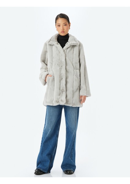 Cepli Dik Yaka Kruvaze Suni Kürk Kaban modelleri