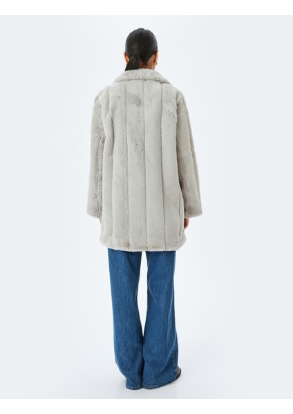 Cepli Dik Yaka Kruvaze Suni Kürk Kaban fırsatları