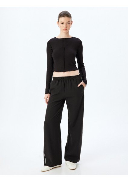 Viskon Dikiş Detaylı Uzun Kollu Bisiklet Yaka Tişört fiyatları