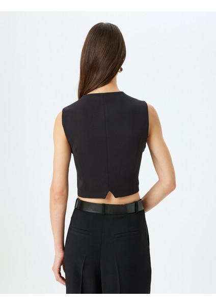 Düğmeli V Yaka Kruvaze Asimetrik Yelek fırsatları